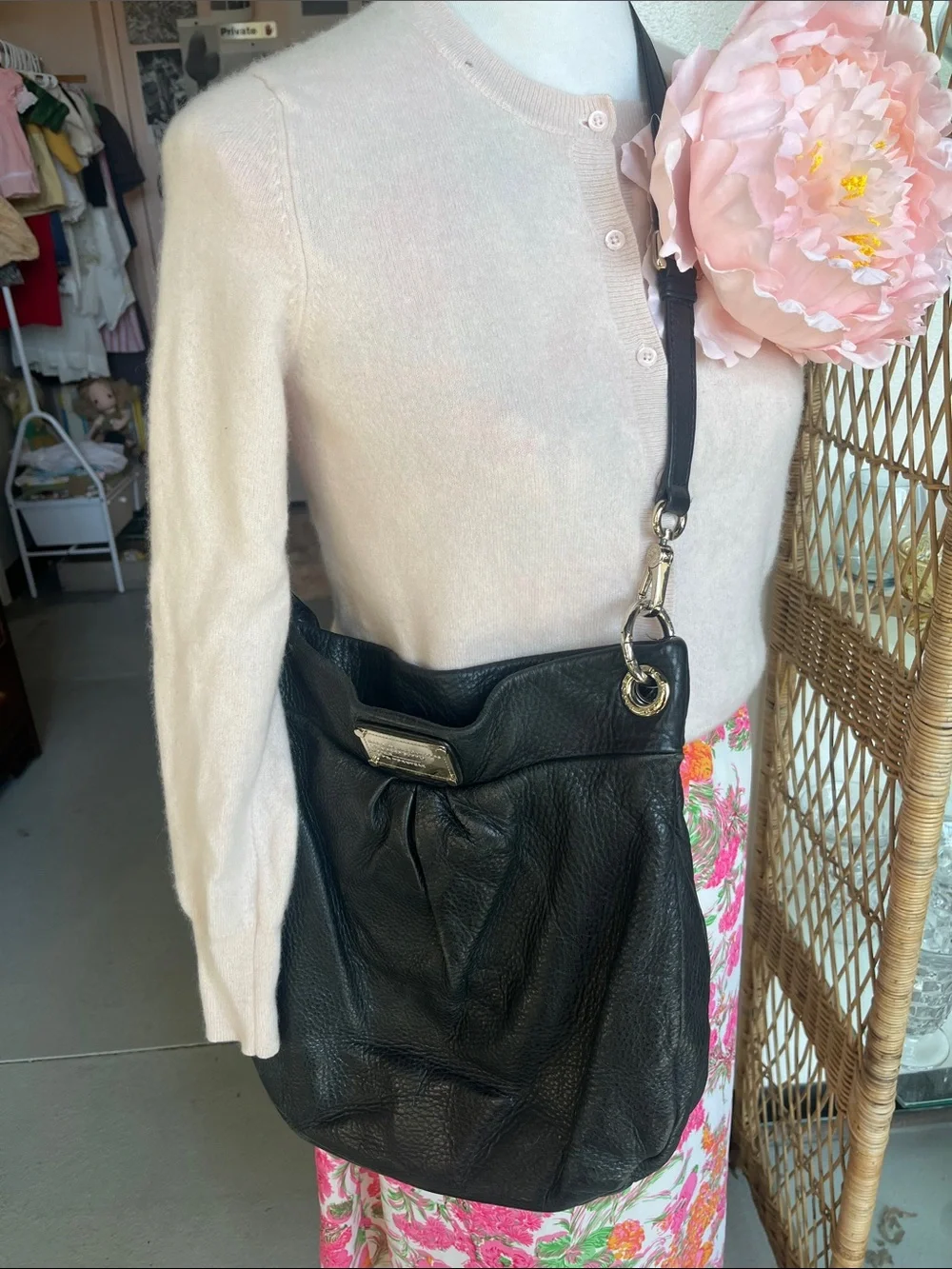 Marc by Marc Jacobs Classic Q Hillier Black Pebbled Leather Hobo Shoulder Bag
